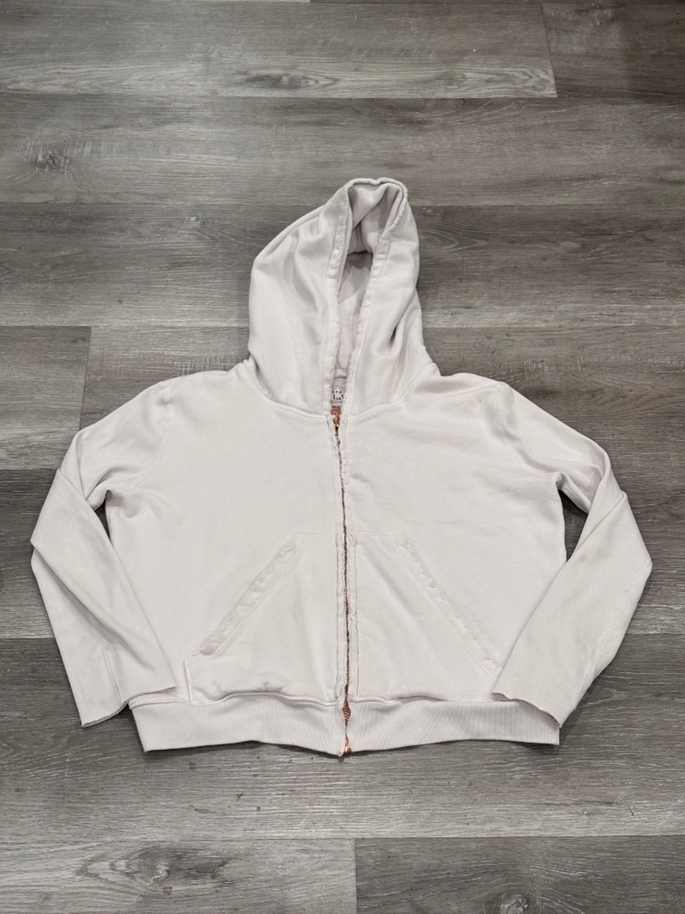 Frank & Eileen Tee Lab Hoodie Women's S White Full Zip Cropped Distressed